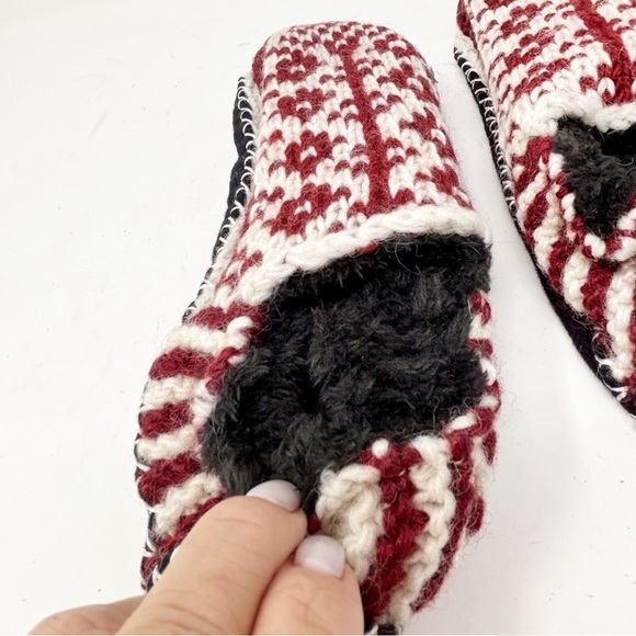TIBETAN SOCKS Women’s Hand Knit Wool Fleece Lined Slipper Socks Tibet Made Sz S - Picture 5 of 8